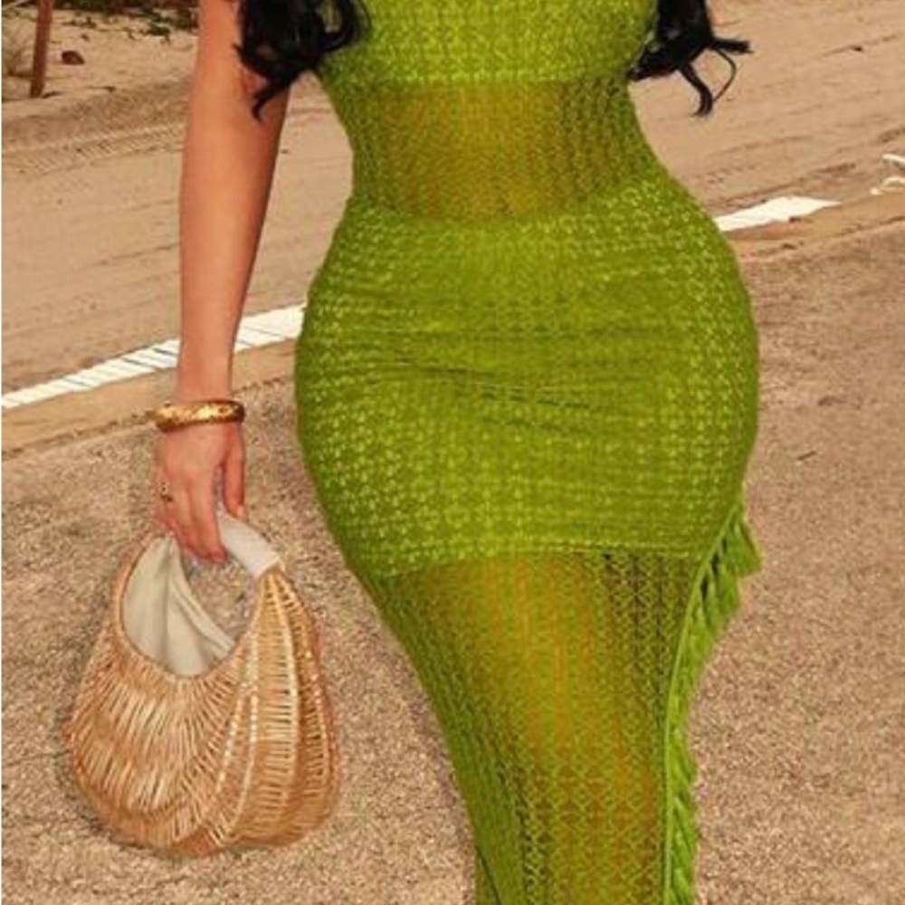 Green Crochet Cover-Up Skirt